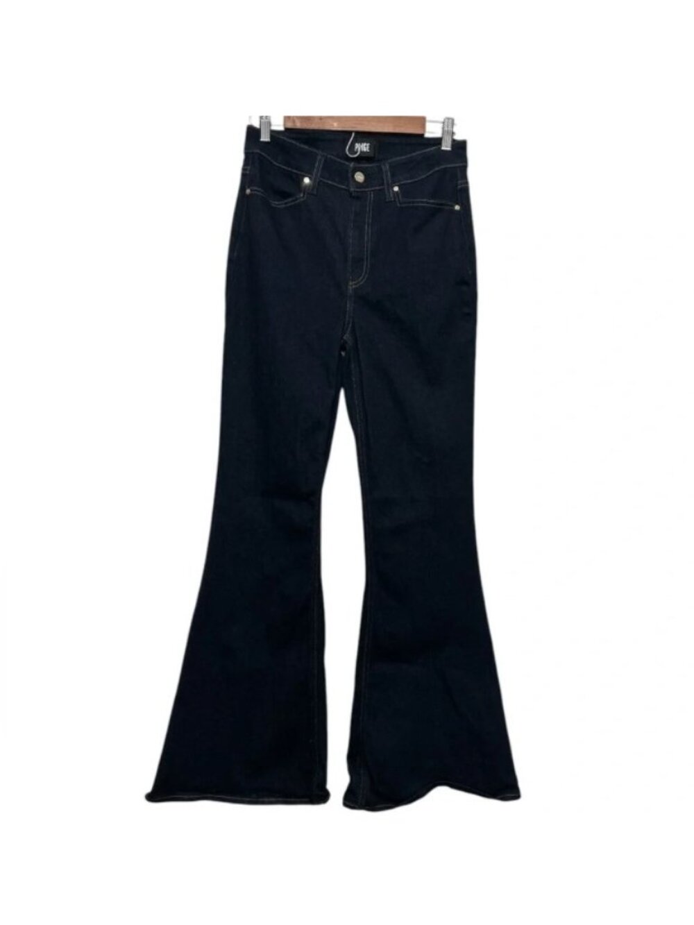 Paige Women’s Charlie Flare Jean High Rise Kira Dark Blue Wide Jean 28 - Picture 5 of 12